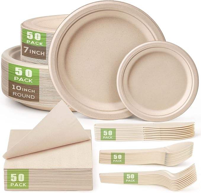 Custom Biodegradable Bagasse Plates - Eco-Friendly Sugarcane Tableware