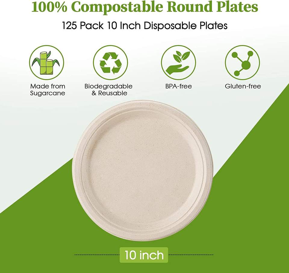 Eco-Friendly Biodegradable Bagasse Tableware Set - Plates, Cutlery for Parties