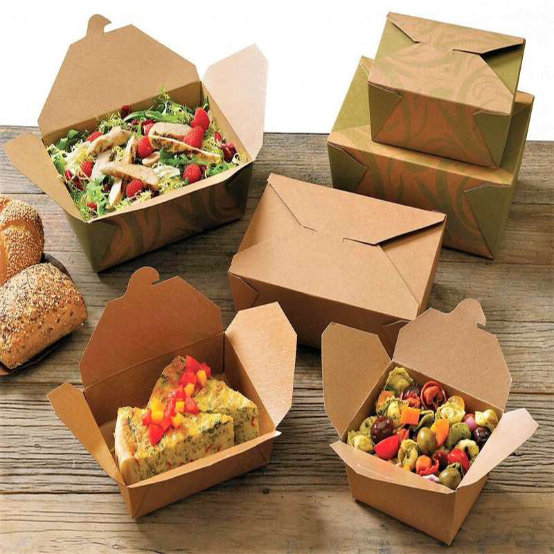 Custom Kraft Paper Takeaway Lunch Box with UV Coating – Eco-Friendly Food Packaging