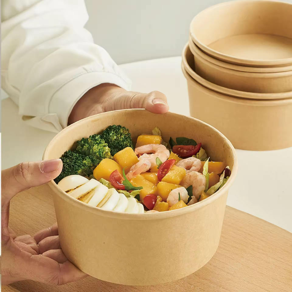 Custom Size Paper Bowl Disposable Salad Container for Fast Food Delivery