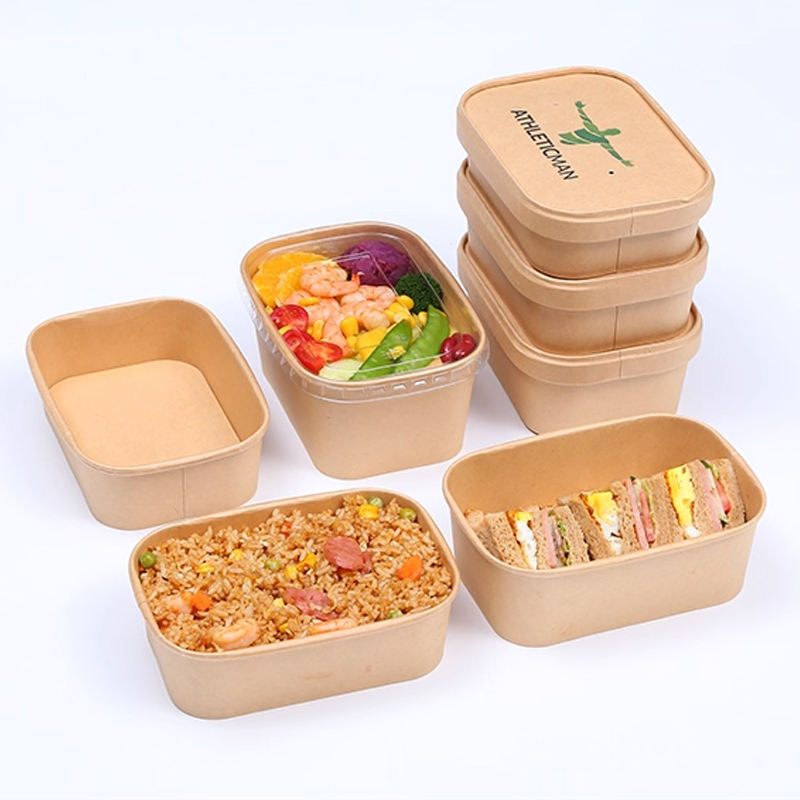 Custom Kraft Paper Square Bowls with Lids – Eco-Friendly Food Containers