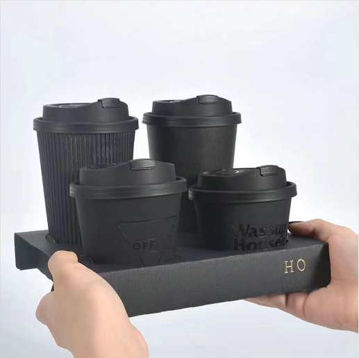 Custom Gold Stamp Eco-Friendly Double Wall Paper Cups with Lids for Coffee Tea