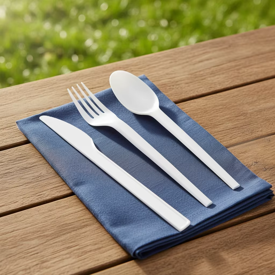 Compostable CPLA Cutlery Set – Eco-Friendly Knife, Fork, Spoon for Airlines & Restaurants