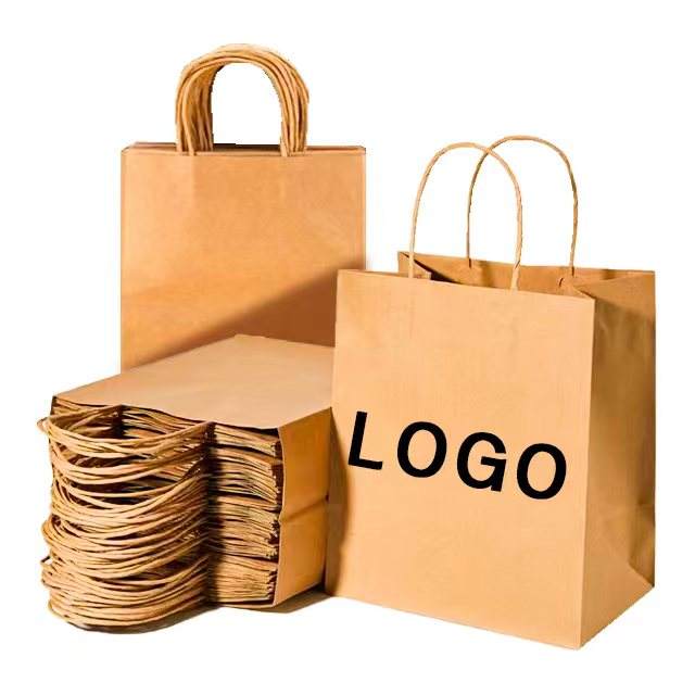 Custom Printed Kraft Paper Bags - Recyclable, Eco-Friendly for Retail & Takeaway
