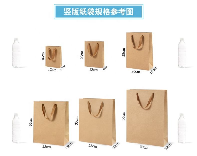 Custom Kraft Paper Gift Bags with Cotton Rope Handles, Screen Printed Logo, BSCI Certified
