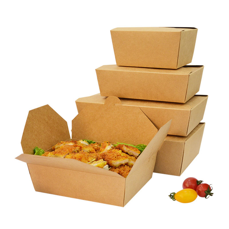 Custom Kraft Paper Takeaway Lunch Box with UV Coating – Eco-Friendly Food Packaging