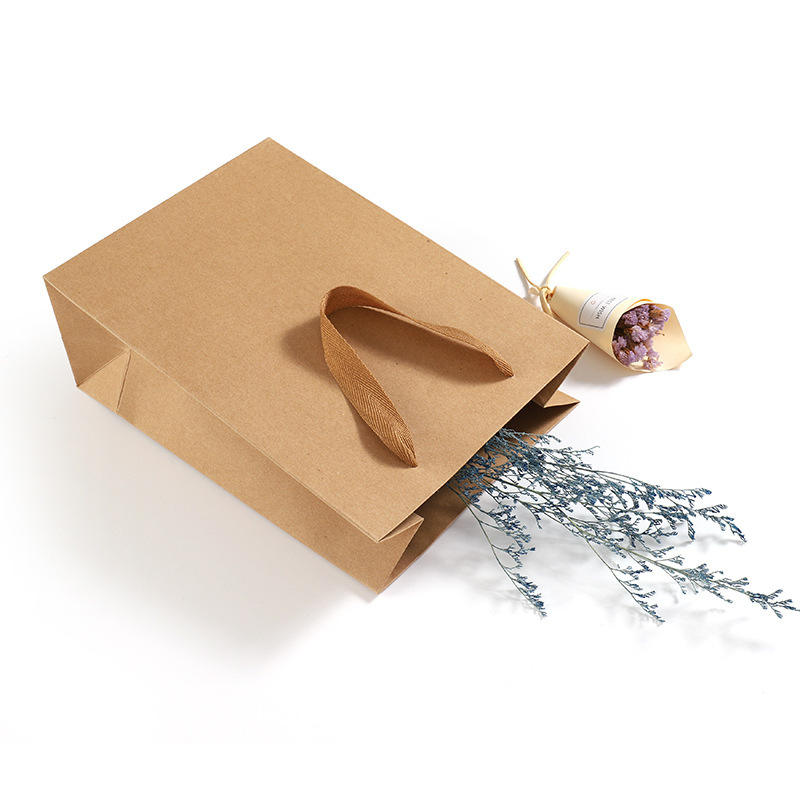 Custom Kraft Paper Gift Bags with Cotton Rope Handles, Screen Printed Logo, BSCI Certified