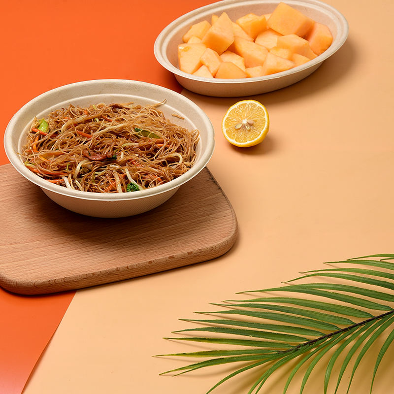 1200ml Sugarcane Bagasse Biodegradable Round Bowl with Lid