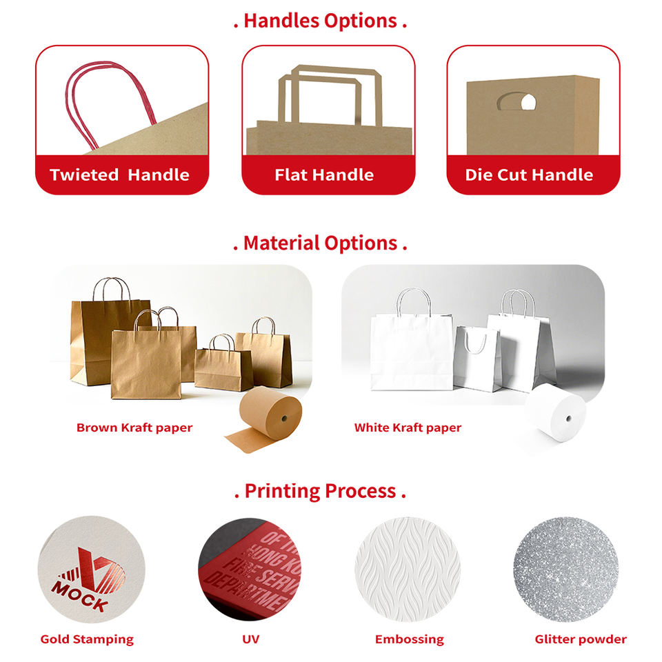 Custom Printed Kraft Paper Bags - Recyclable, Eco-Friendly for Retail & Takeaway