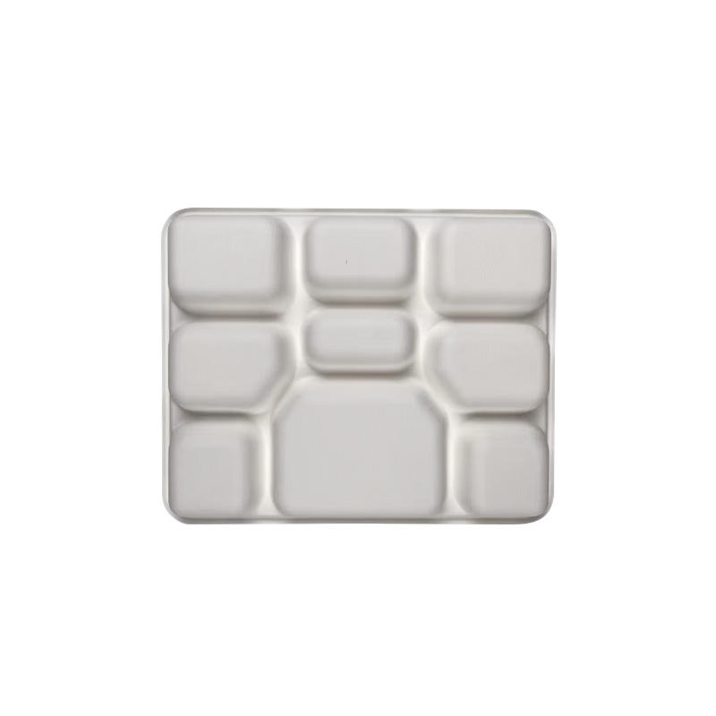 Heavy-Duty Biodegradable 9-Compartment Sugarcane Pulp Tray 330x265mm