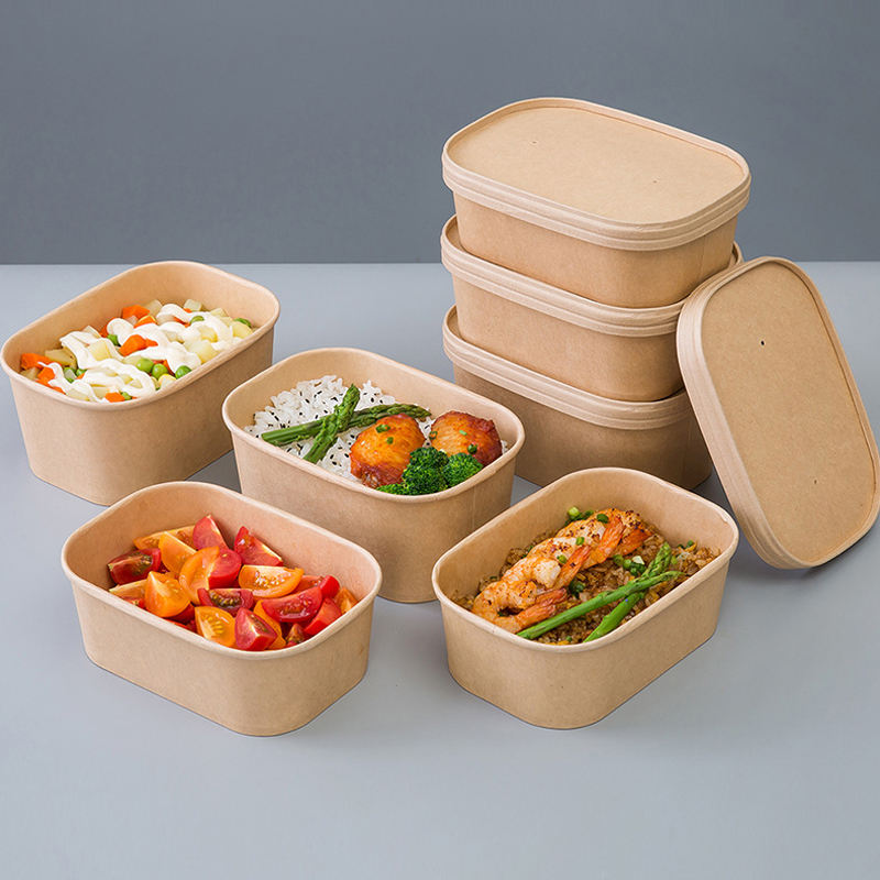 Custom Kraft Paper Square Bowls with Lids – Eco-Friendly Food Containers