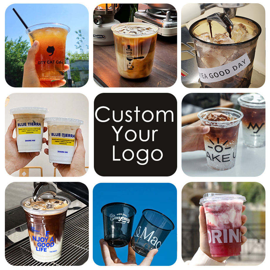 Compostable PLA Cold Drink Cups with Lids - 8/12/16/24 oz, Halal Friendly