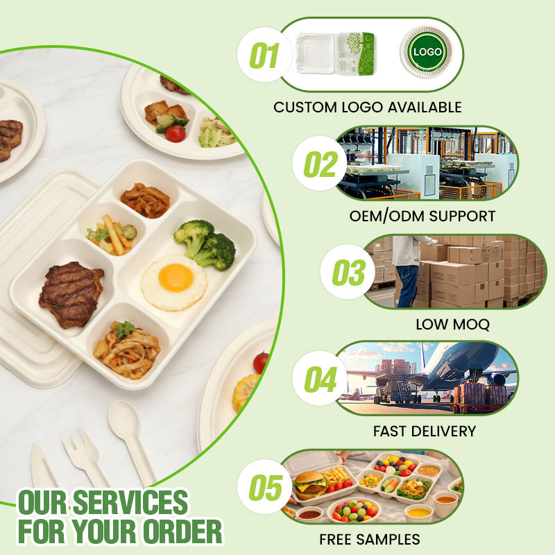 Biodegradable Sugarcane Bagasse Round Plate with 2 Compartments