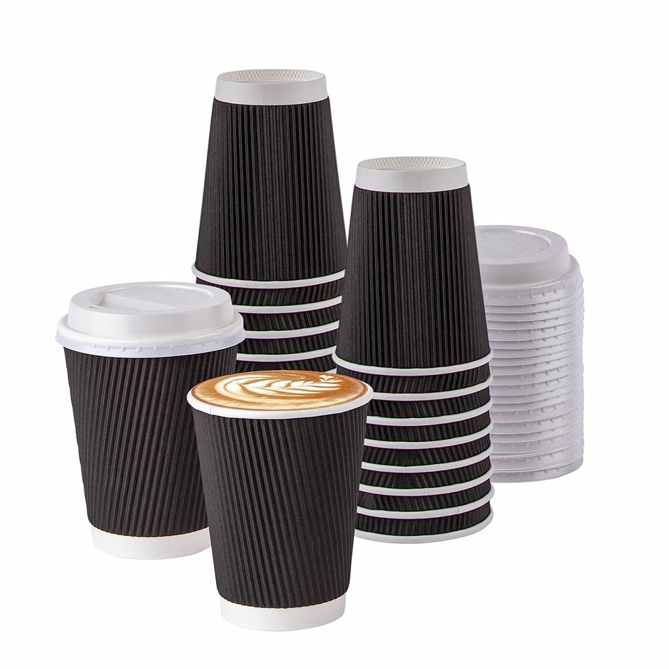 8-16oz Compostable Double Wall Kraft Paper Cups for Hot Drinks