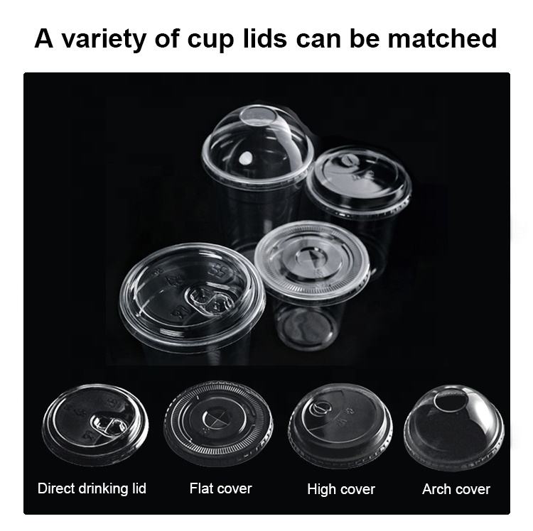 Econewleaf Custom Printed Compostable PLA Cups 12oz with Clear Dome Flat Lid
