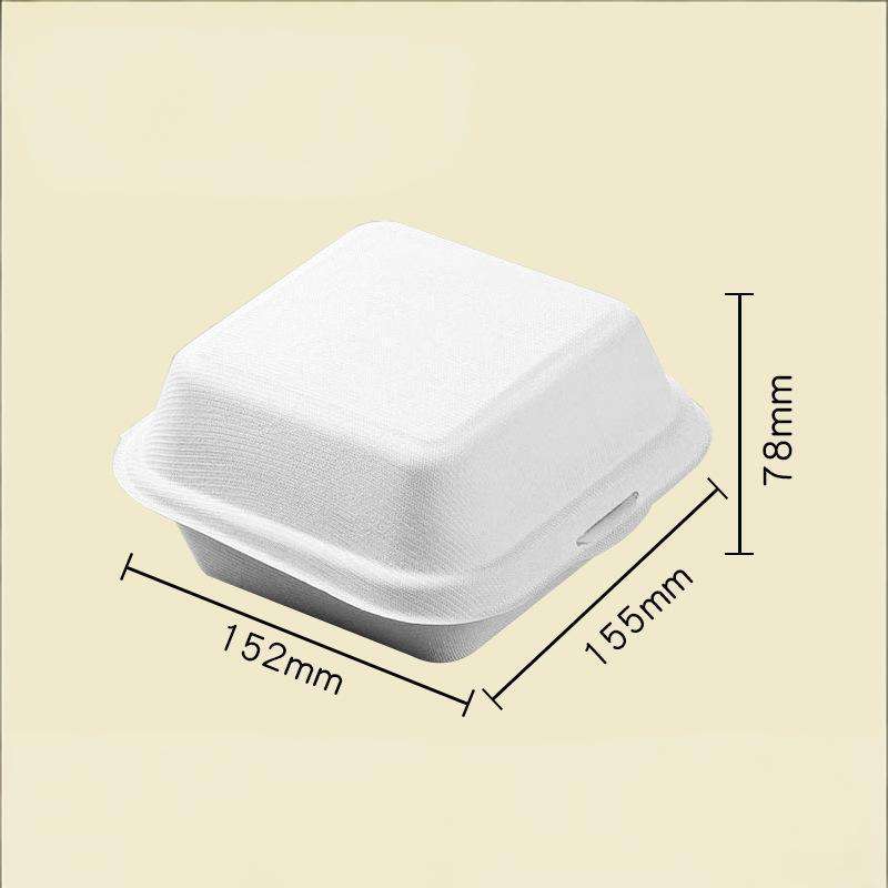 Biodegradable Sugarcane Pulp Clamshell Food Container – Eco Friendly Compostable Burger Box & Takeaway Lunch Box
