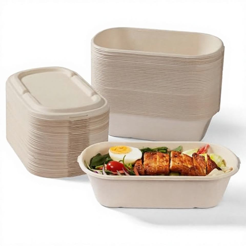 Biodegradable Sugarcane Bagasse Bowls - Eco-Friendly Disposable Lunch Boxes