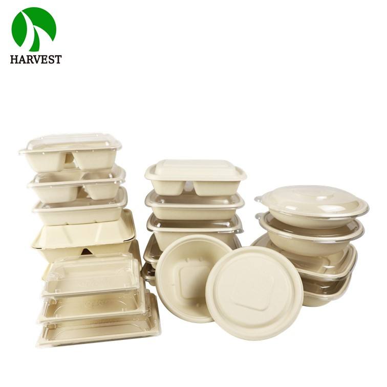 Eco-Friendly Bamboo Pulp Clamshell Takeaway Containers 6-10 Inch