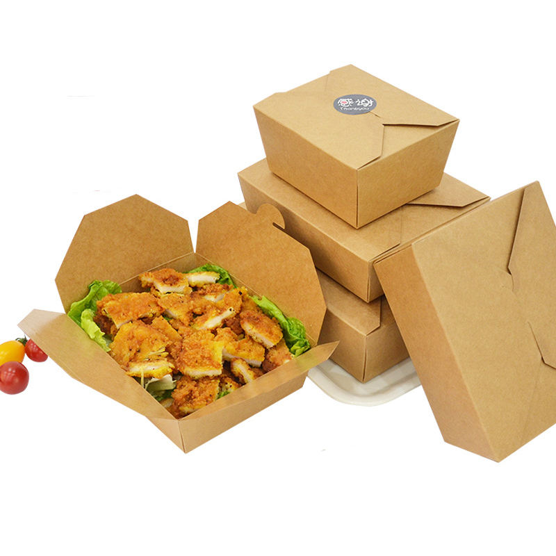 Custom Kraft Paper Takeaway Lunch Box with UV Coating – Eco-Friendly Food Packaging