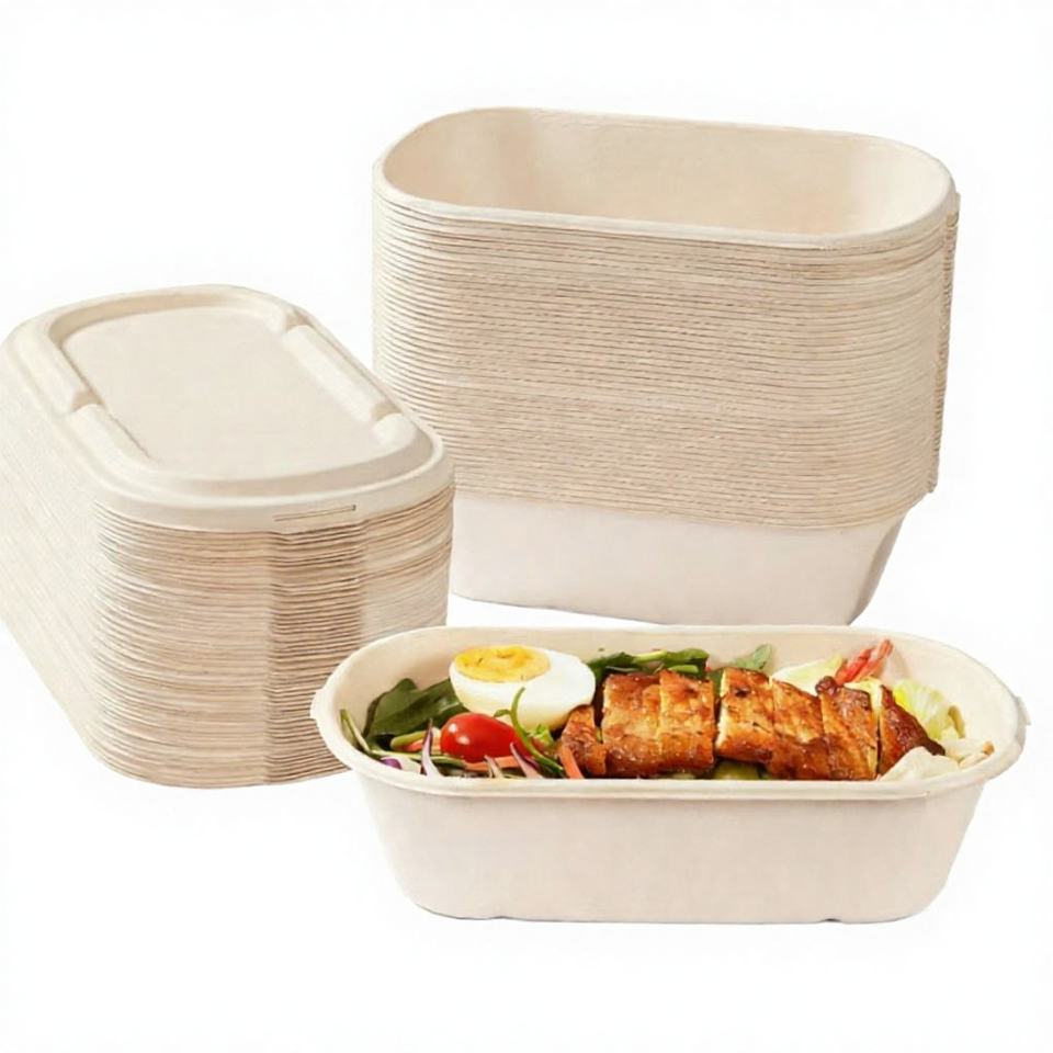 Biodegradable Sugarcane Bagasse Bowls - Eco-Friendly Disposable Lunch Boxes