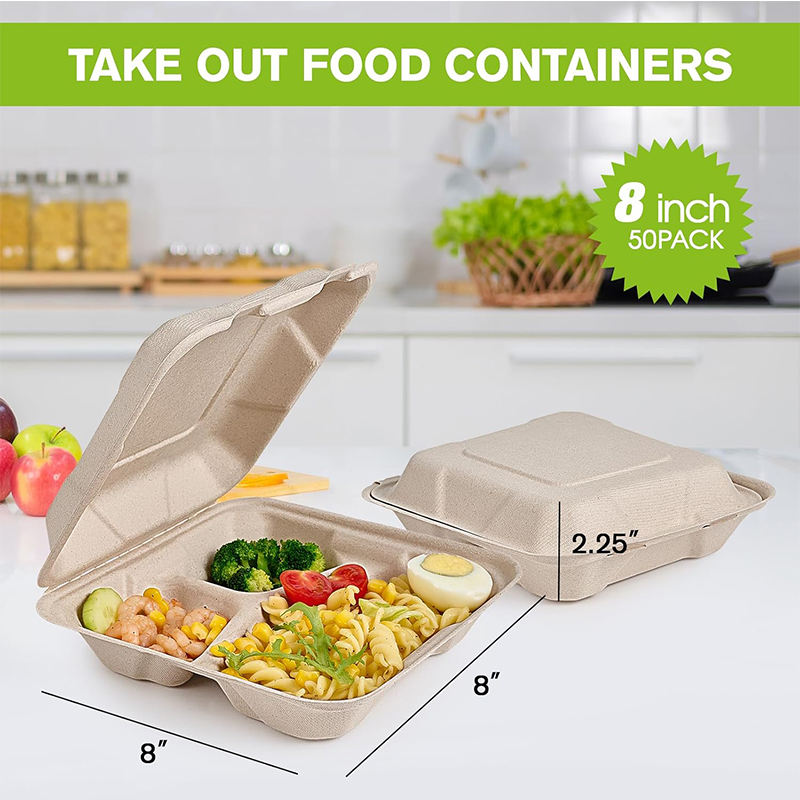Biodegradable Sugarcane Bagasse Clamshell 8x8.5