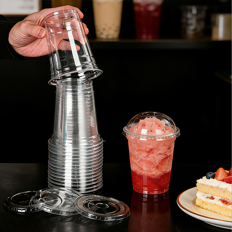 Compostable PLA Cold Drink Cups with Lids - 8/12/16/24 oz, Halal Friendly