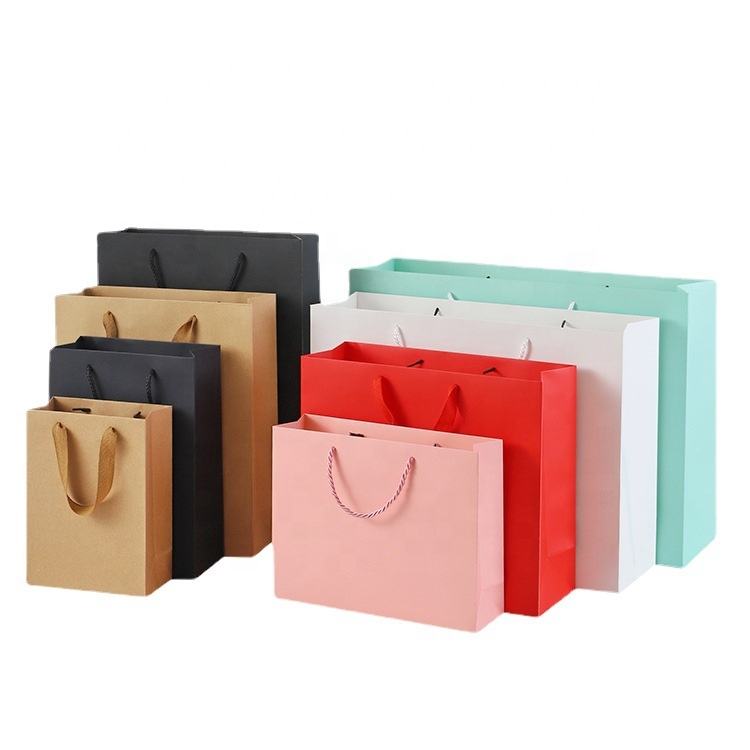 Custom Kraft Paper Gift Bags with Cotton Rope Handles, Screen Printed Logo, BSCI Certified