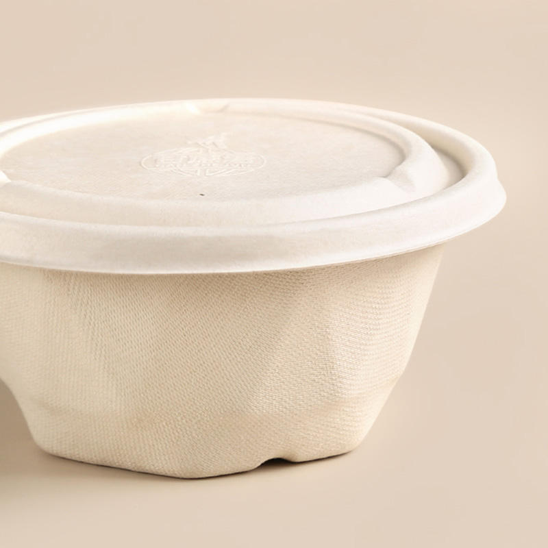 1000ml Biodegradable Sugarcane Fiber Salad Bowl with Lid – Eco-Friendly Compostable Bagasse for Camping