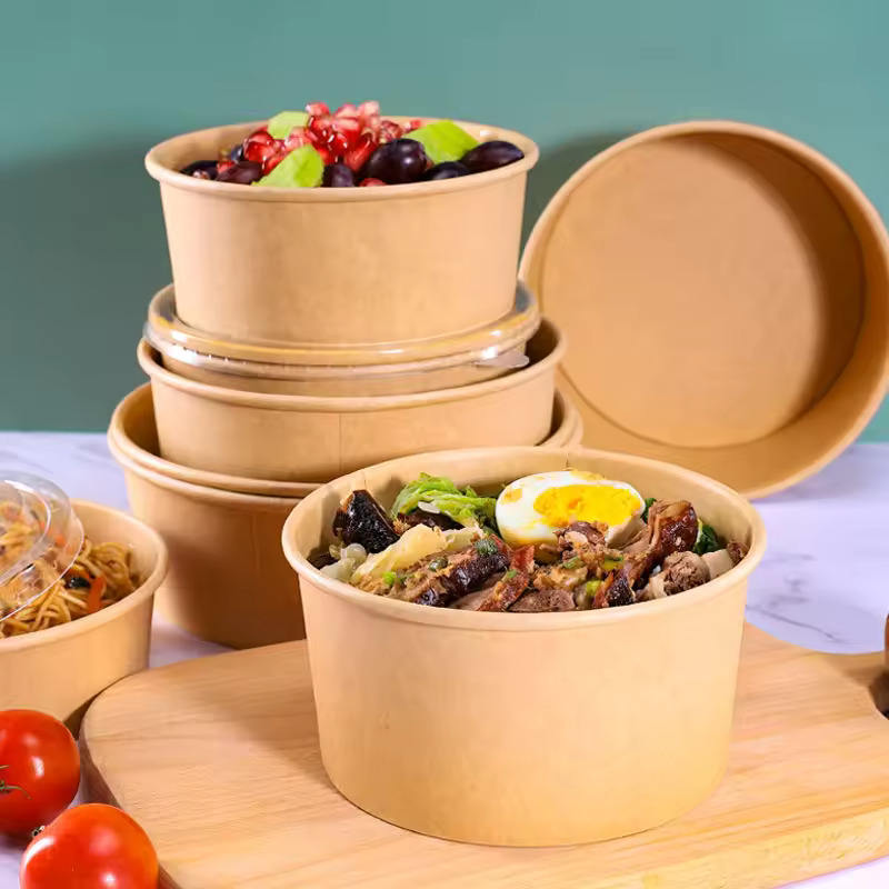 Custom Size Paper Bowl Disposable Salad Container for Fast Food Delivery