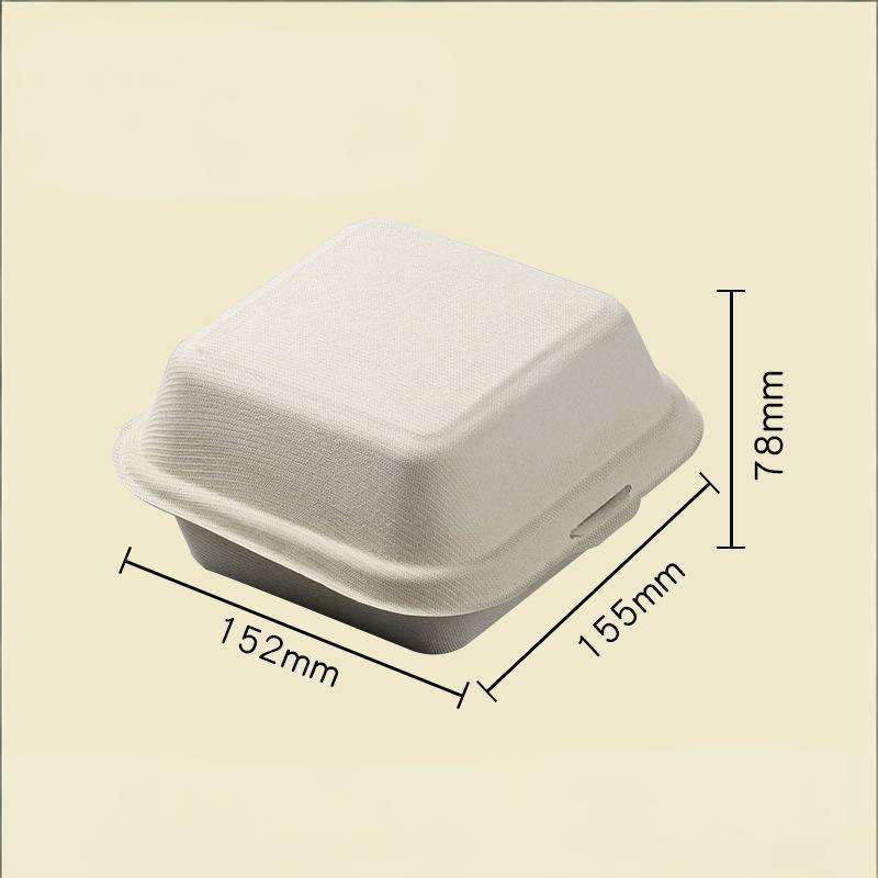 Biodegradable Sugarcane Pulp Clamshell Food Container – Eco Friendly Compostable Burger Box & Takeaway Lunch Box
