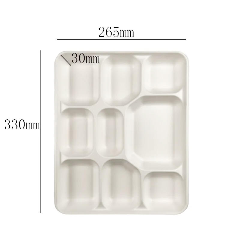 Heavy-Duty Biodegradable 9-Compartment Sugarcane Pulp Tray 330x265mm