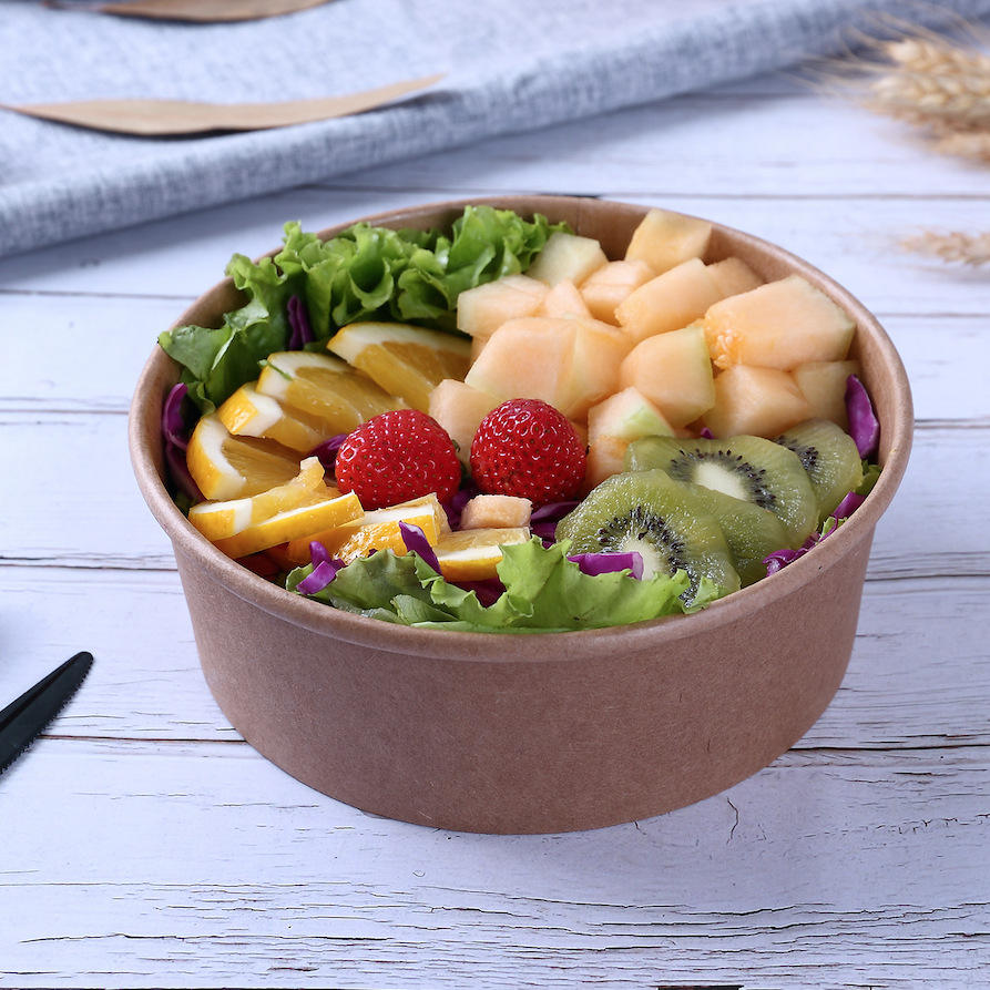 Custom Size Paper Bowl Disposable Salad Container for Fast Food Delivery