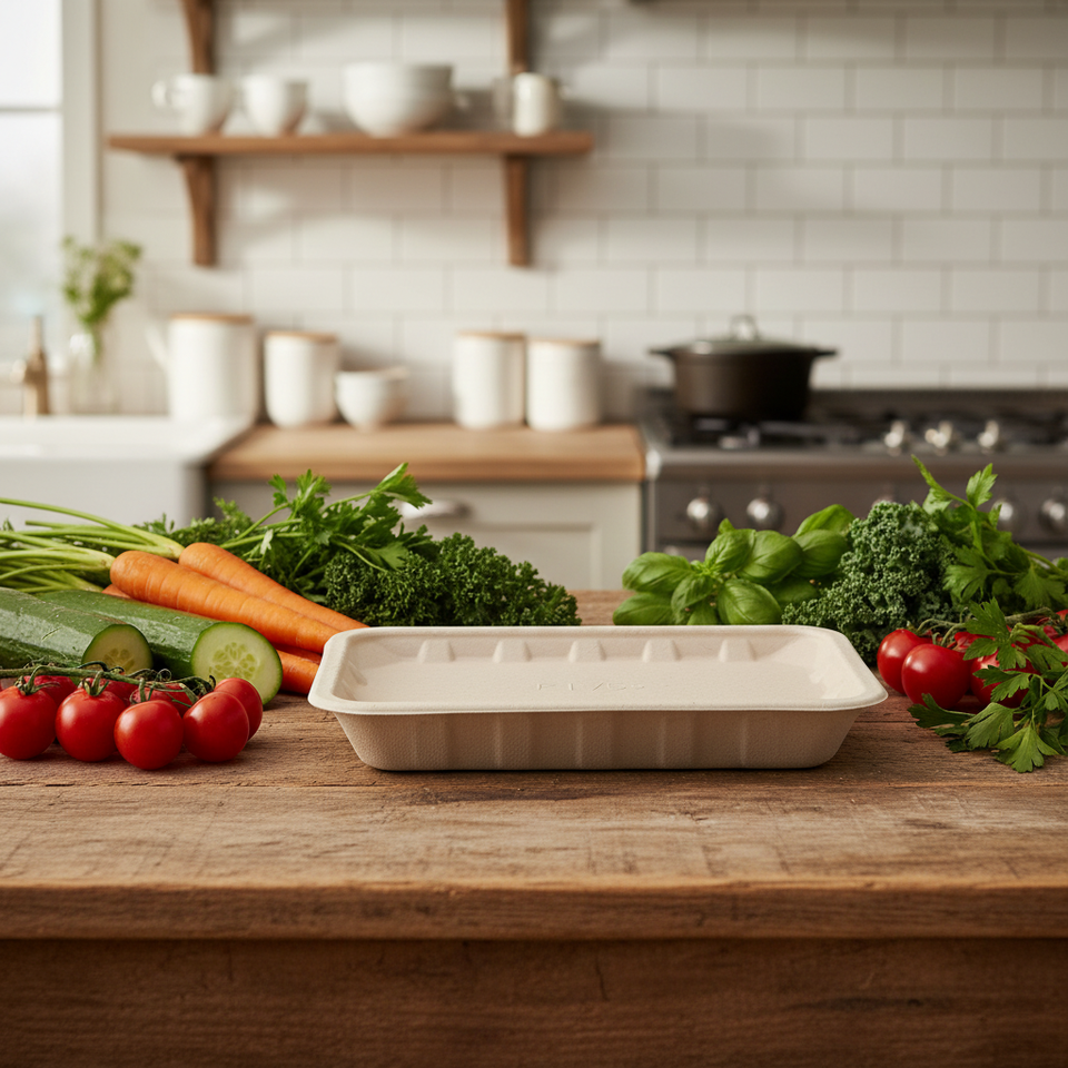 Wholesale Biodegradable Sugarcane Bagasse Tray for Fresh Meat Packaging