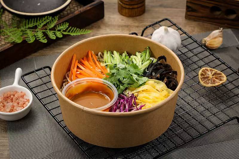 Custom Size Paper Bowl Disposable Salad Container for Fast Food Delivery