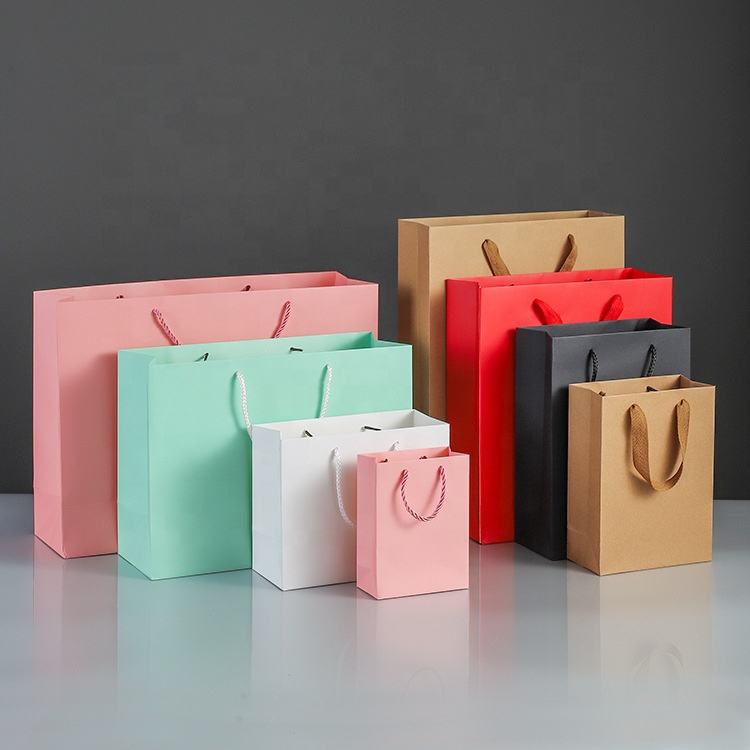 Custom Kraft Paper Gift Bags with Cotton Rope Handles, Screen Printed Logo, BSCI Certified