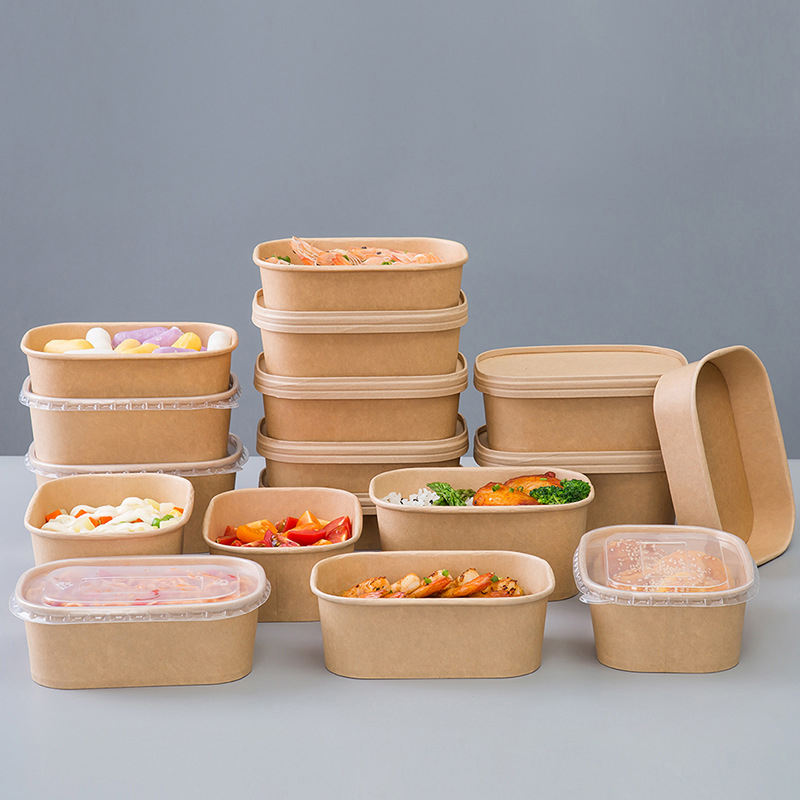 Custom Kraft Paper Square Bowls with Lids – Eco-Friendly Food Containers