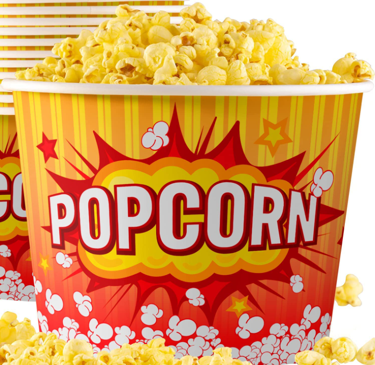 Custom Printed Paper Popcorn Cups & Buckets for Cinemas