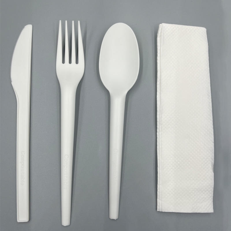 Compostable CPLA Cutlery Set – Eco-Friendly Knife, Fork, Spoon for Airlines & Restaurants