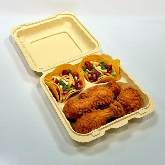Eco-Friendly PP Cornstarch Clamshell Lunch Box with Snap Lock