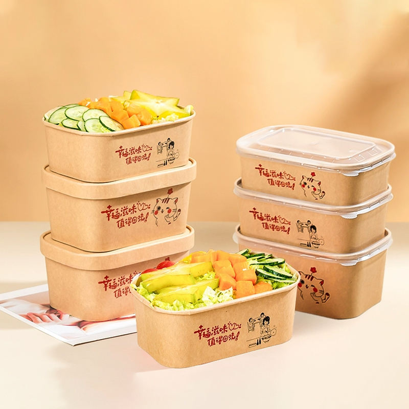 Custom Kraft Paper Square Bowls with Lids – Eco-Friendly Food Containers