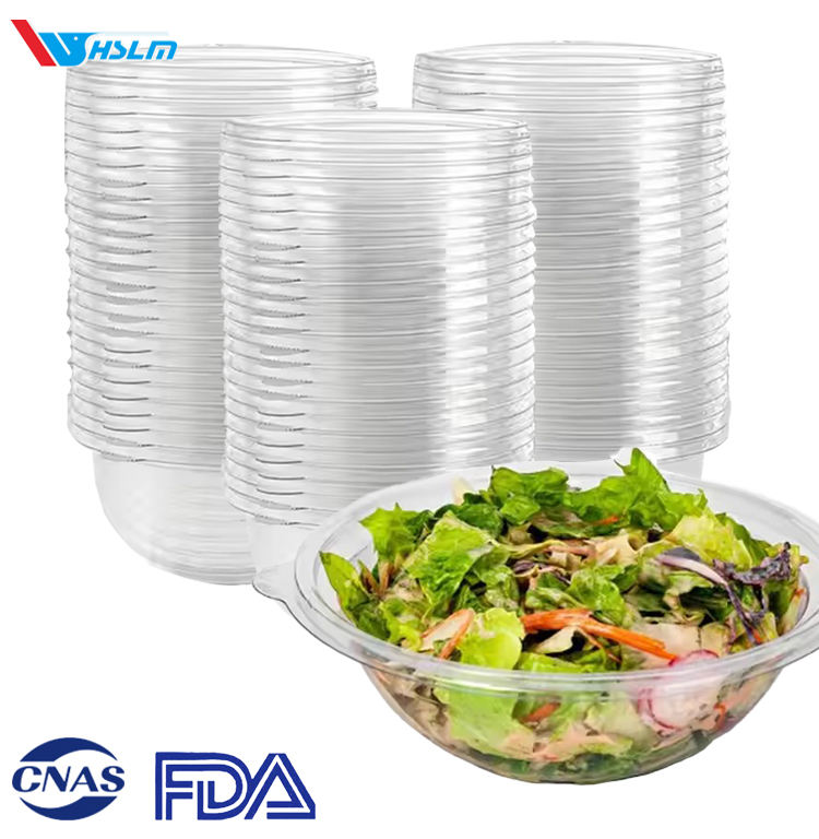 Plastic PET Square Round Salad Bowls - Multiple Capacities for Catering & Events