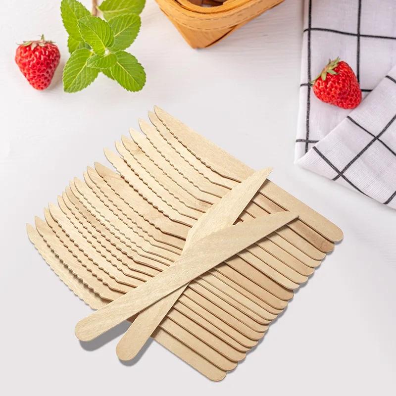 Natural Wood Disposable Cutlery Set - Eco-Friendly Spoons, Forks, Knives for Events