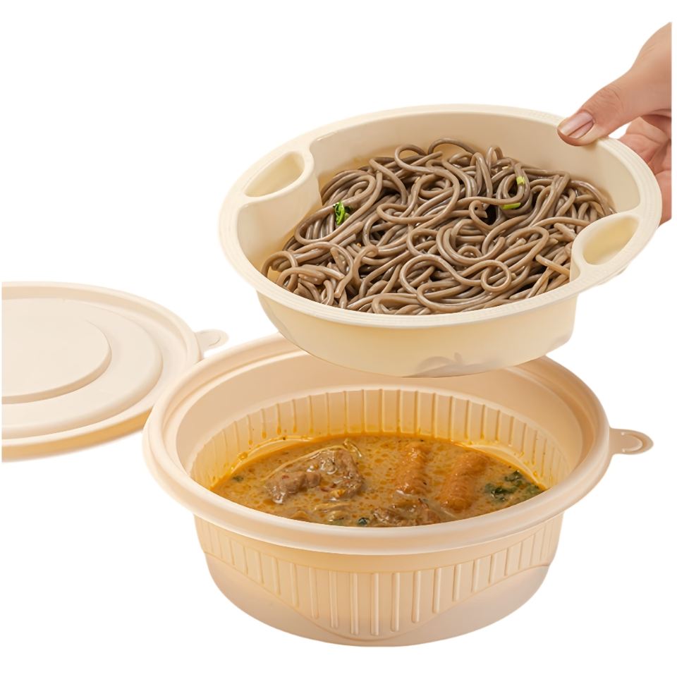 Customized Cornstarch Bowls with Lid – Eco-Friendly, Microwave Safe, Compostable Takeaway Containers