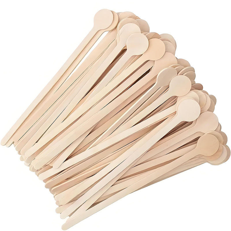 Custom Birch Wood Coffee Stir Sticks - Eco-Friendly, Individually Wrapped, 100-Pack