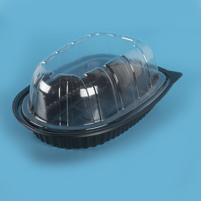 Clear PET Disposable Food Container Tray for Roast Chicken, Customizable with Stamping Printing