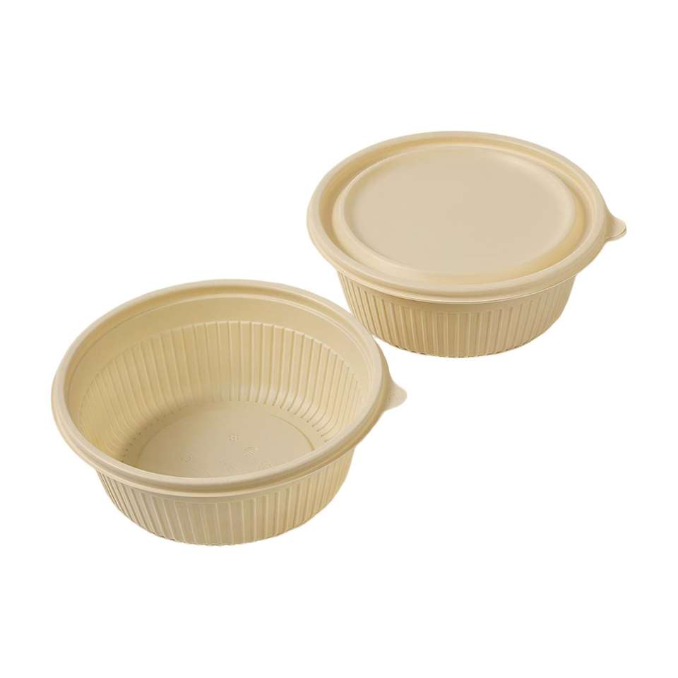 Custom Corn Starch 900ml Round Bowls with Lids - Eco-Friendly Disposable Lunch Containers