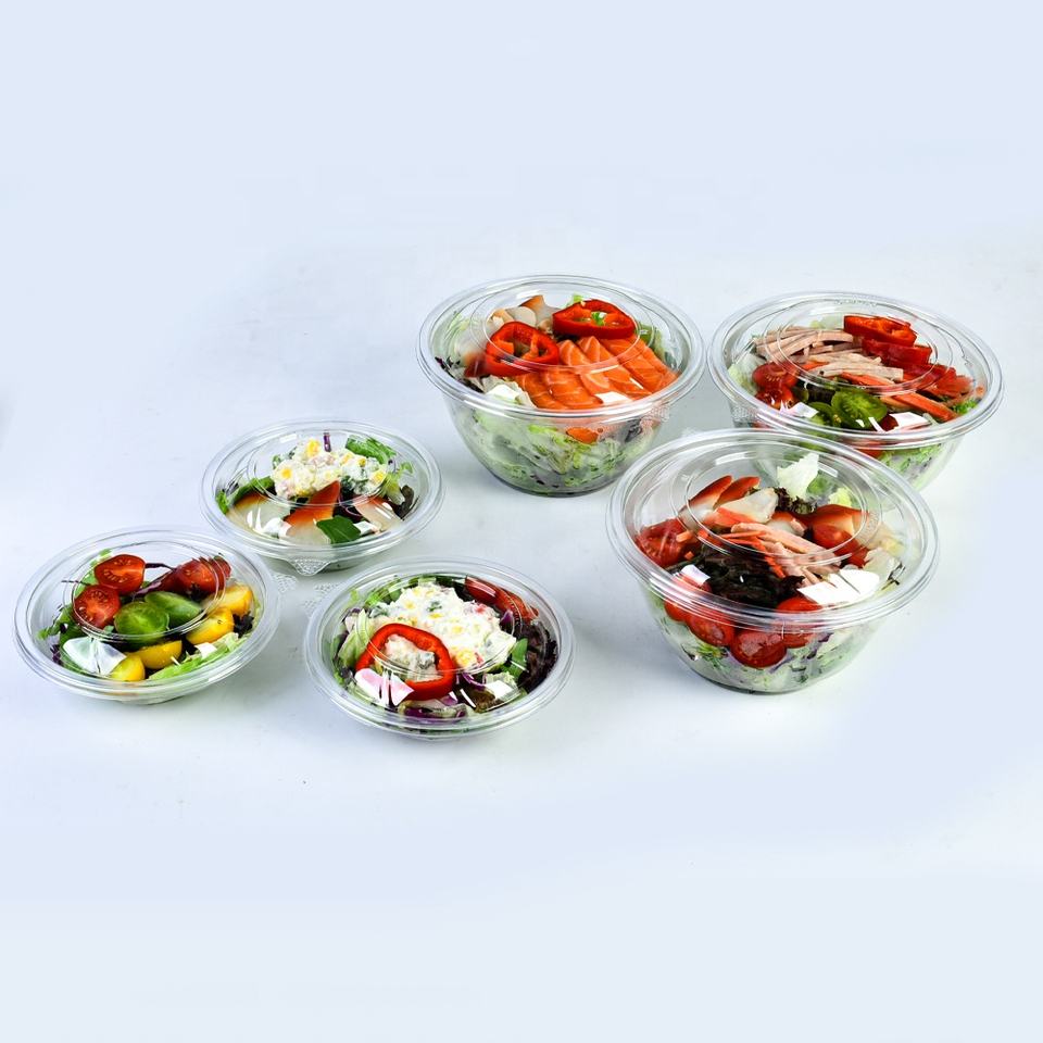 Eco-Friendly Disposable PET Salad Bowls | 8-32 Oz Clear Containers
