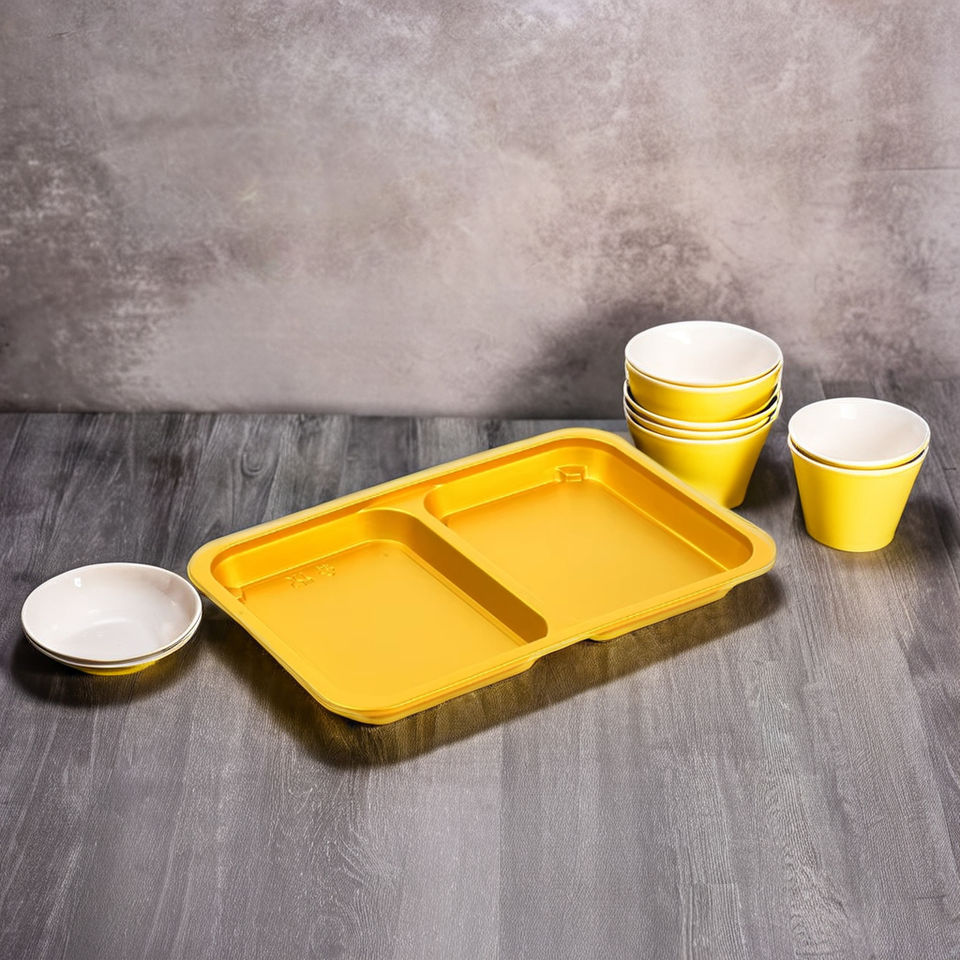 Customizable 2-Compartment PET Meat Tray – Eco-Friendly Disposable Plastic Food Packaging