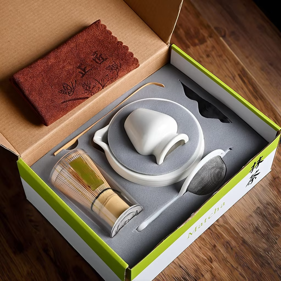 Traditional Handmade Japanese Matcha Tea Set with Bamboo Whisk & Tea Infuser Sticks