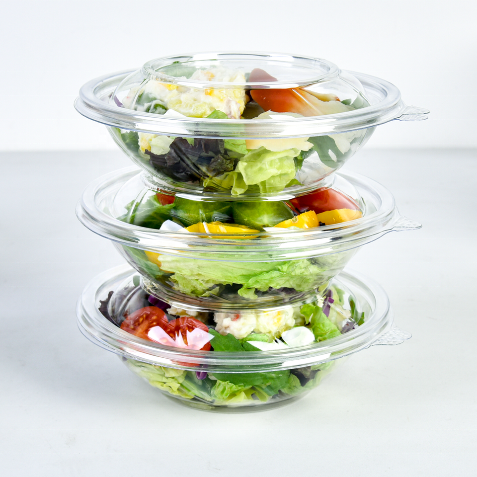 Eco-Friendly Disposable PET Salad Bowls | 8-32 Oz Clear Containers